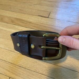 Carhartt Dark Brown Leather Belt with Brass Buckle Size 44